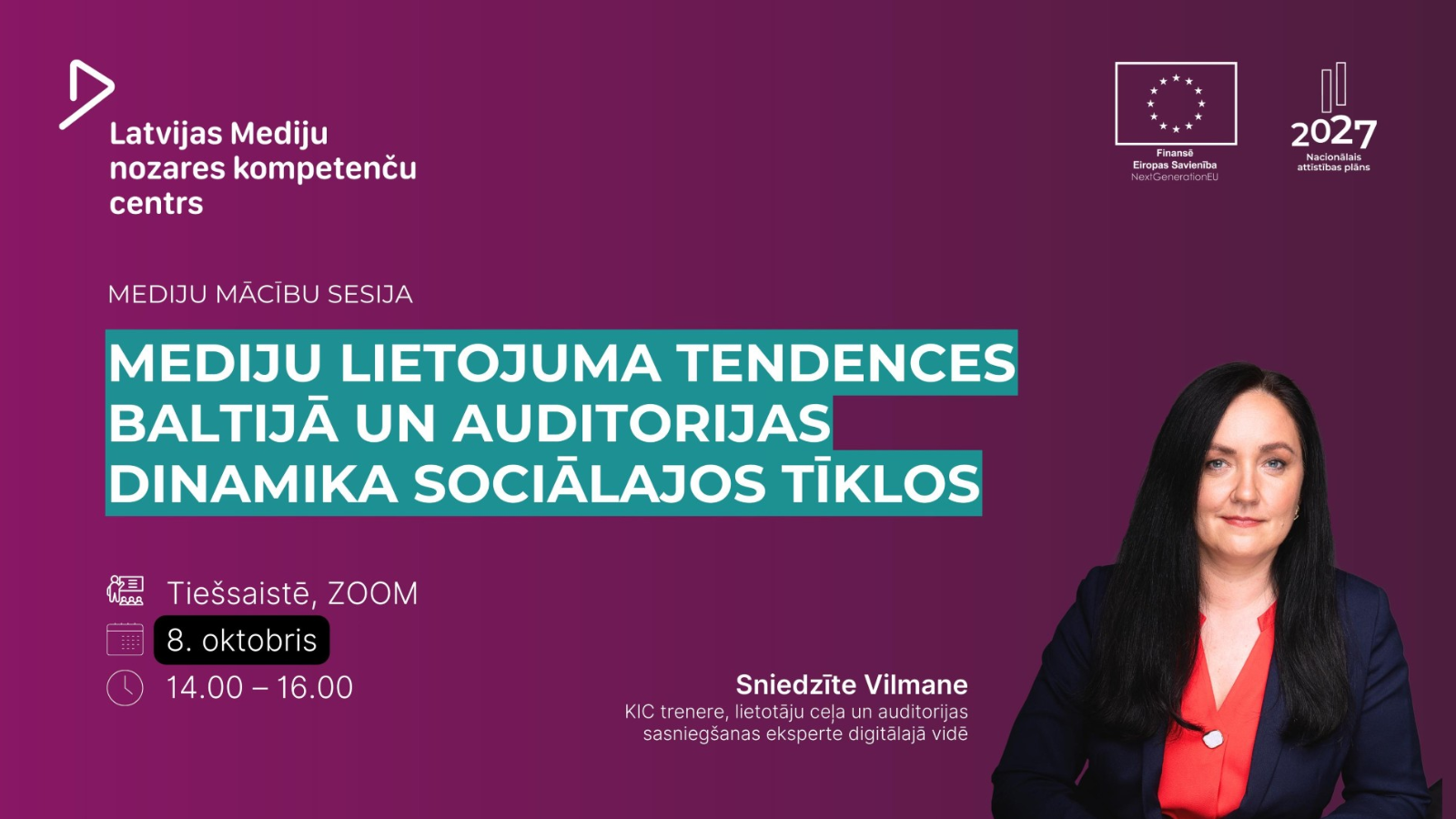 Tiešsaistes apmācība. 8.oktobris. Mediju lietojuma tendences Baltijā un auditorijas dinamika sociālajos tīklos